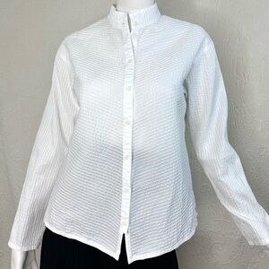 Yacco Maricard  YM 2 Pintuck Pointed Hem White Cotton Lawn Blouse Shirt Top